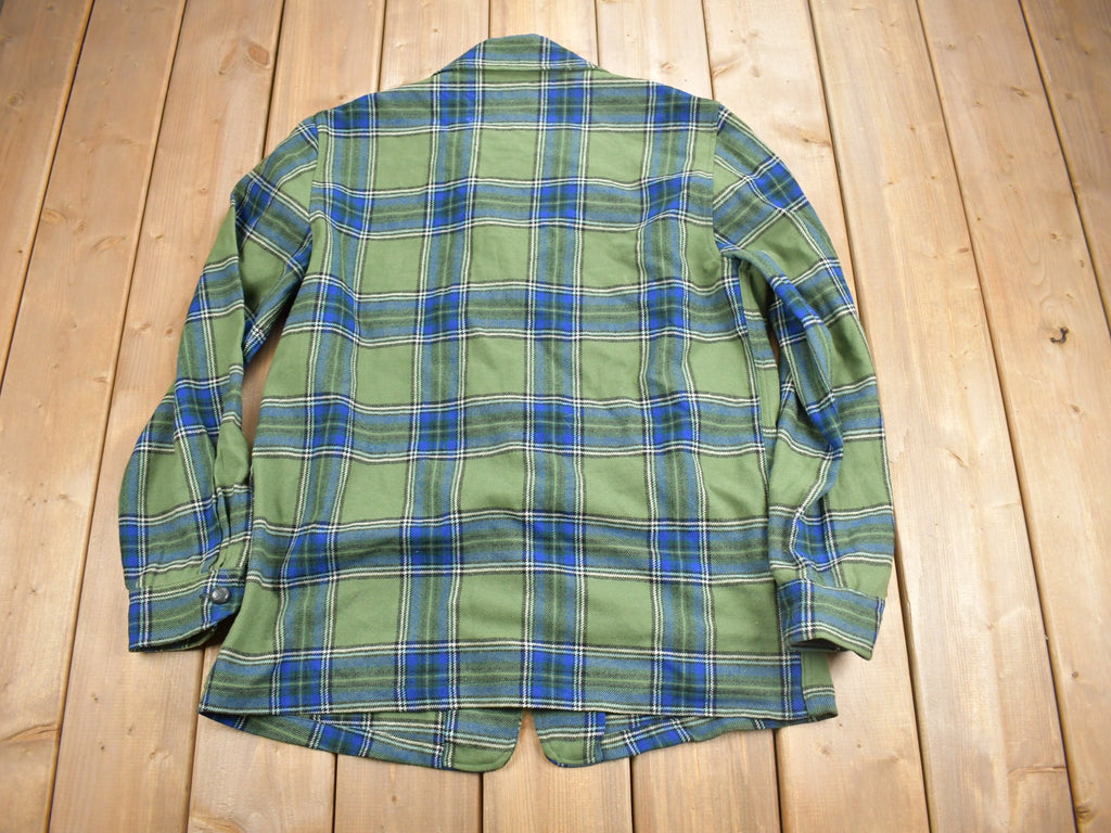 Vintage 1970s Pendleton Plaid Button Up Blazer Jacket Size L