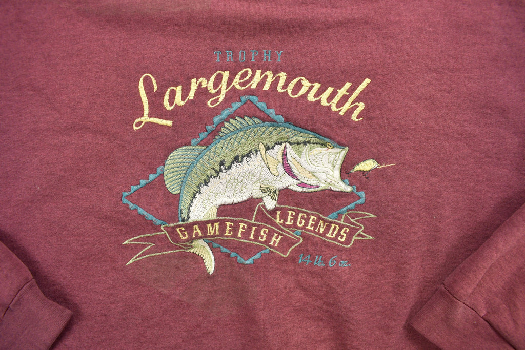 Vintage 1990s Largermouth Fisherman Embroidered Crewneck Sweatshirt