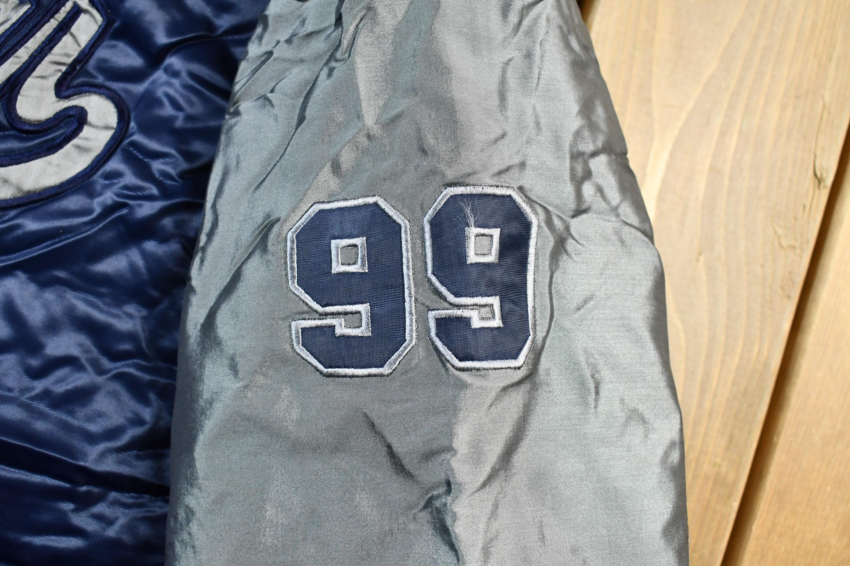 Vintage 1990s Rocawear Embroidered Snap Button Satin Bomber Jacket