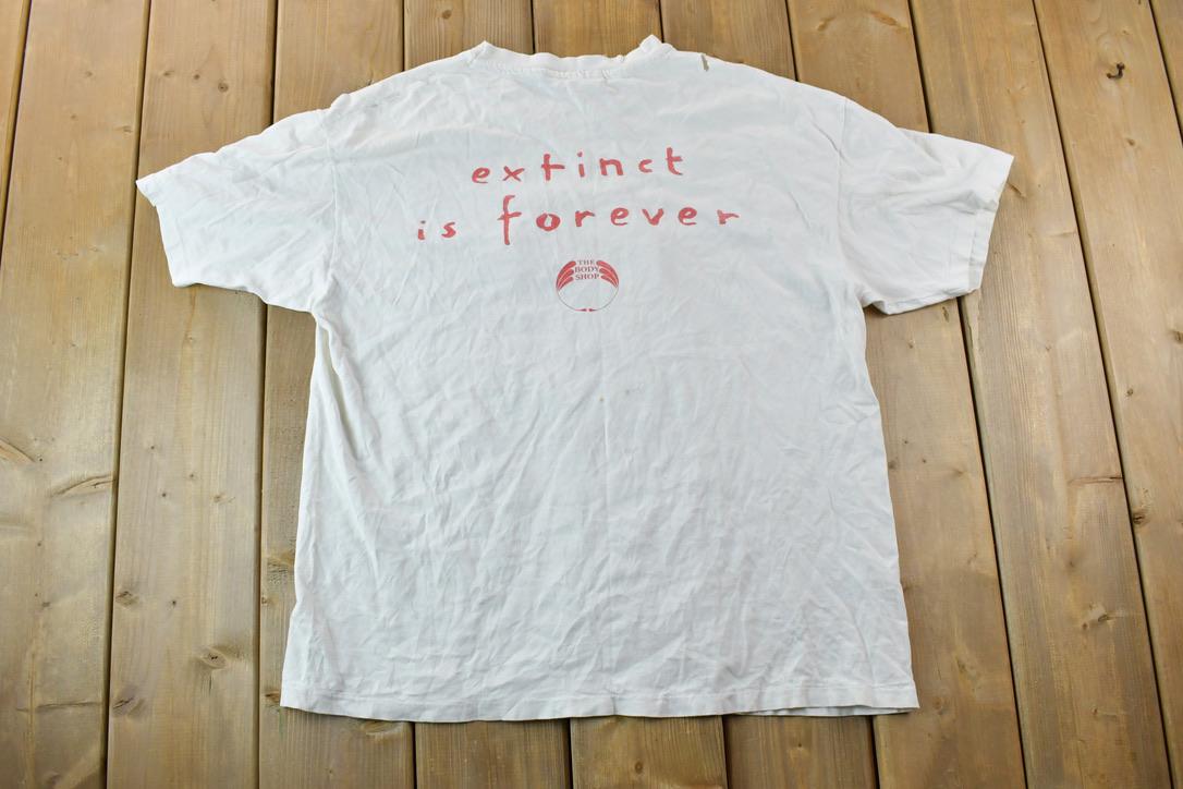Vintage 1990s Extinct Is Forever the Body Shop Animal Graphic T-Shirt