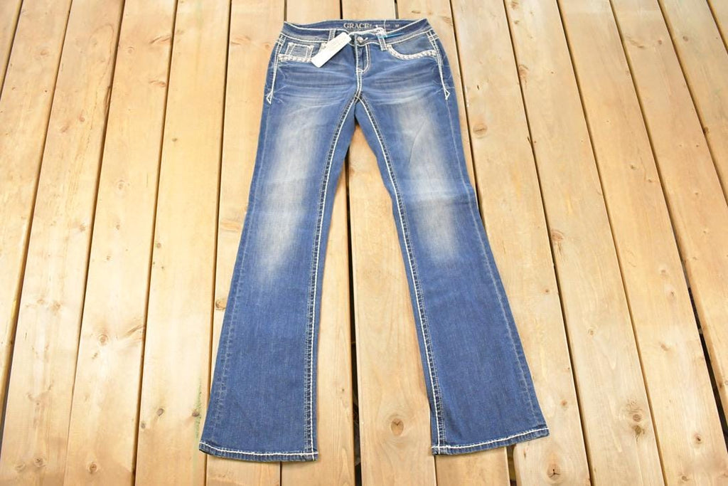 Vintage Deadstock Y2K Grace In LA Bedazzled Low Rise Jeans Women's Size 27 x 32