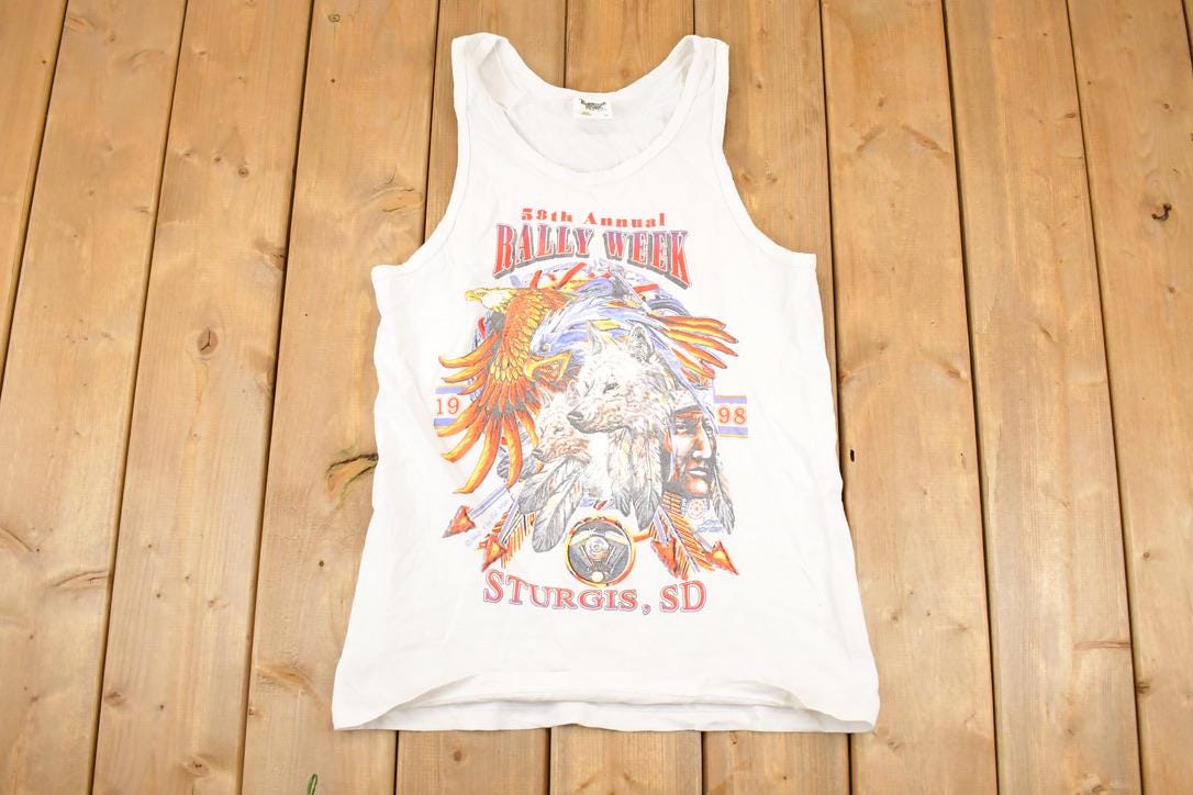 Vintage 1999 Tennessee River Sturgis Rally Week Motorcycle Tank Top Men's M