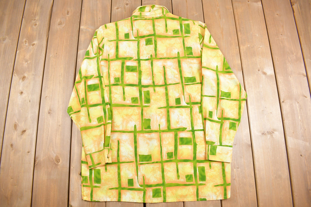 Vintage 1980s Beverly Rose Polyester Button Up Shirt
