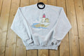 Vintage 1990s Cute Lighthouse Double Collar Morning Sun Crewneck Sweater