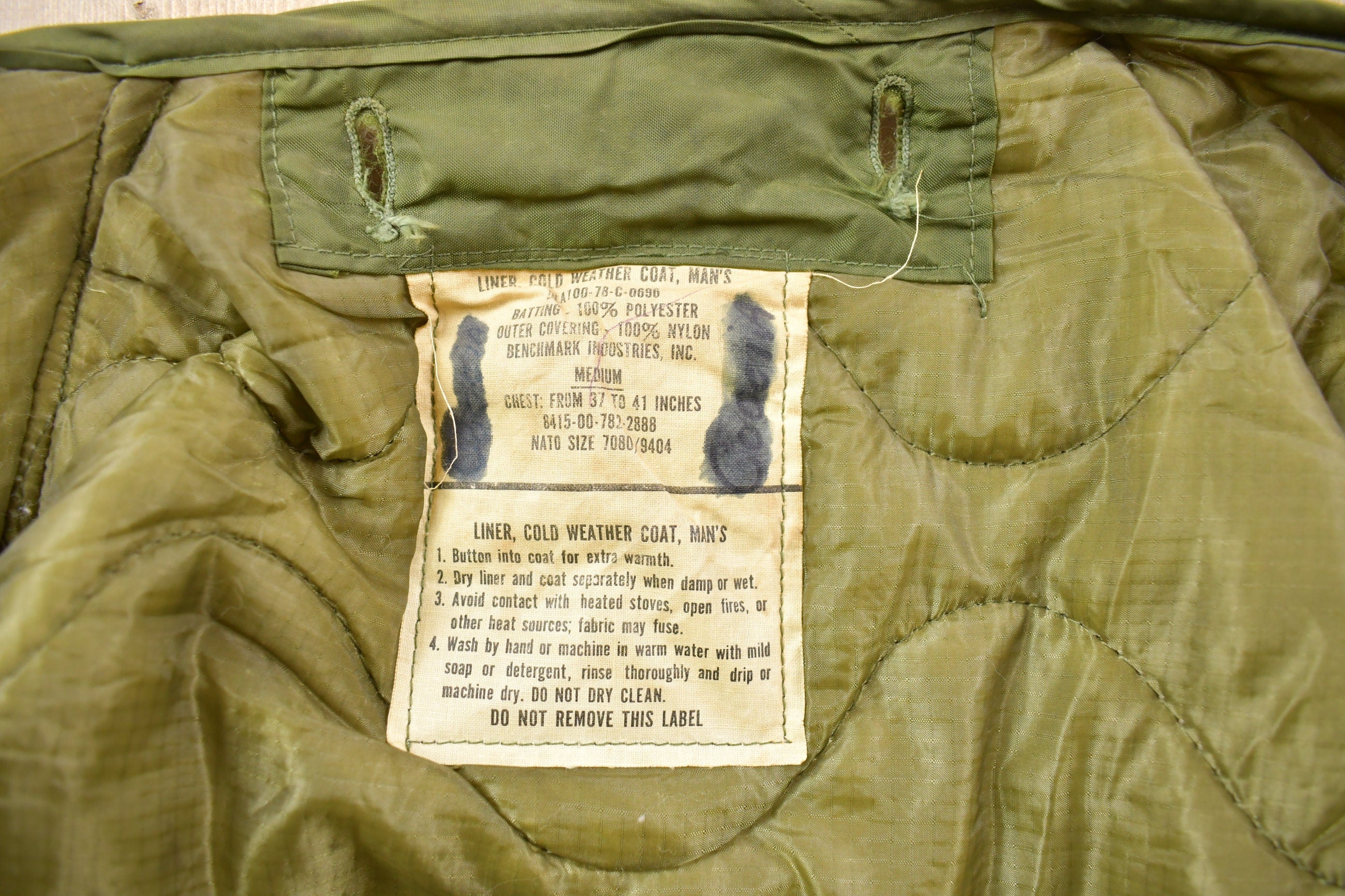 Vintage 1978s Army Military Jacket Lining