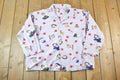 Vintage 1990s Snow White Disney AOP Sleepwear Button Up Shirt Size Mens L