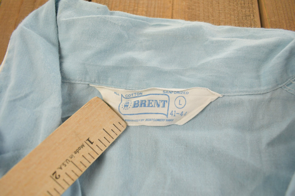 Vintage 1990s Brent Blank Blue Button Up Shirt