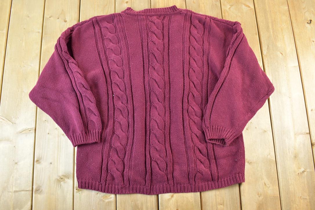 Vintage 1990s Kari 3D Colored Cable Knit Crewneck Sweater