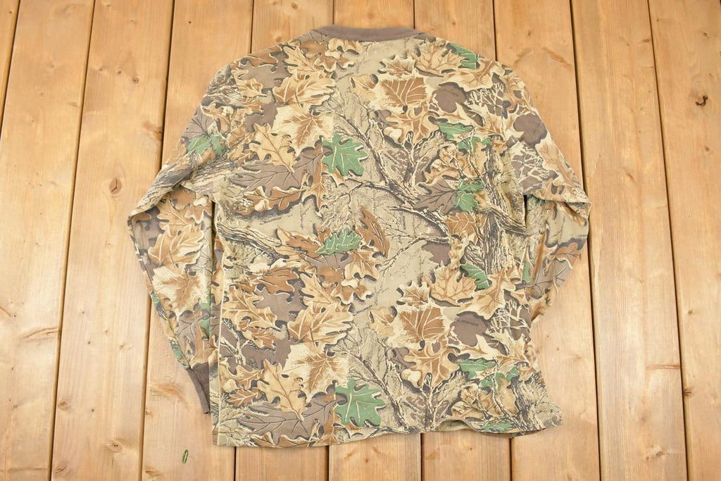 Vintage 1990s Camo Gear Collection Realtree Camo AOP Graphic Print Crewneck Shirt Mens L