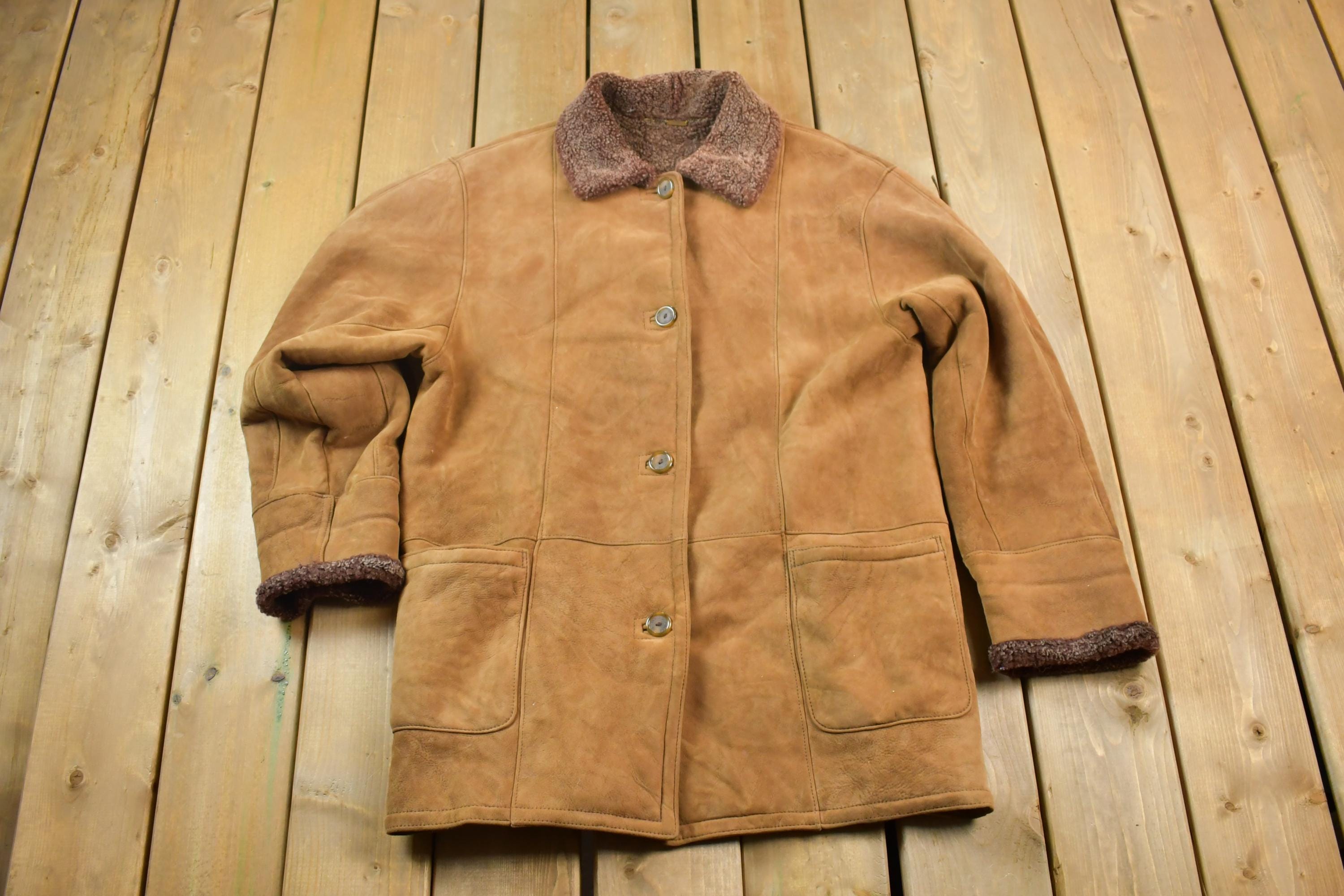 Vintage 1990s Authentic Shearling Collared Jacket