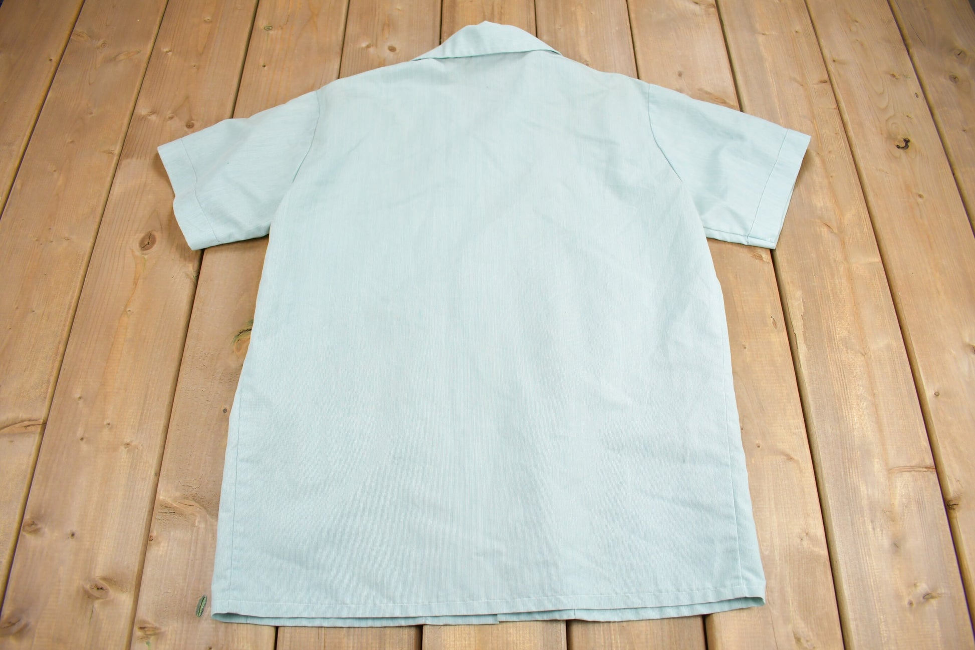 Vintage 1970s Blank Blue Zip Up Shirt  1970s Zip Shirt  True Vintage  Blank Shirt  Short Sleeve  Formal Shirt  Made In USA