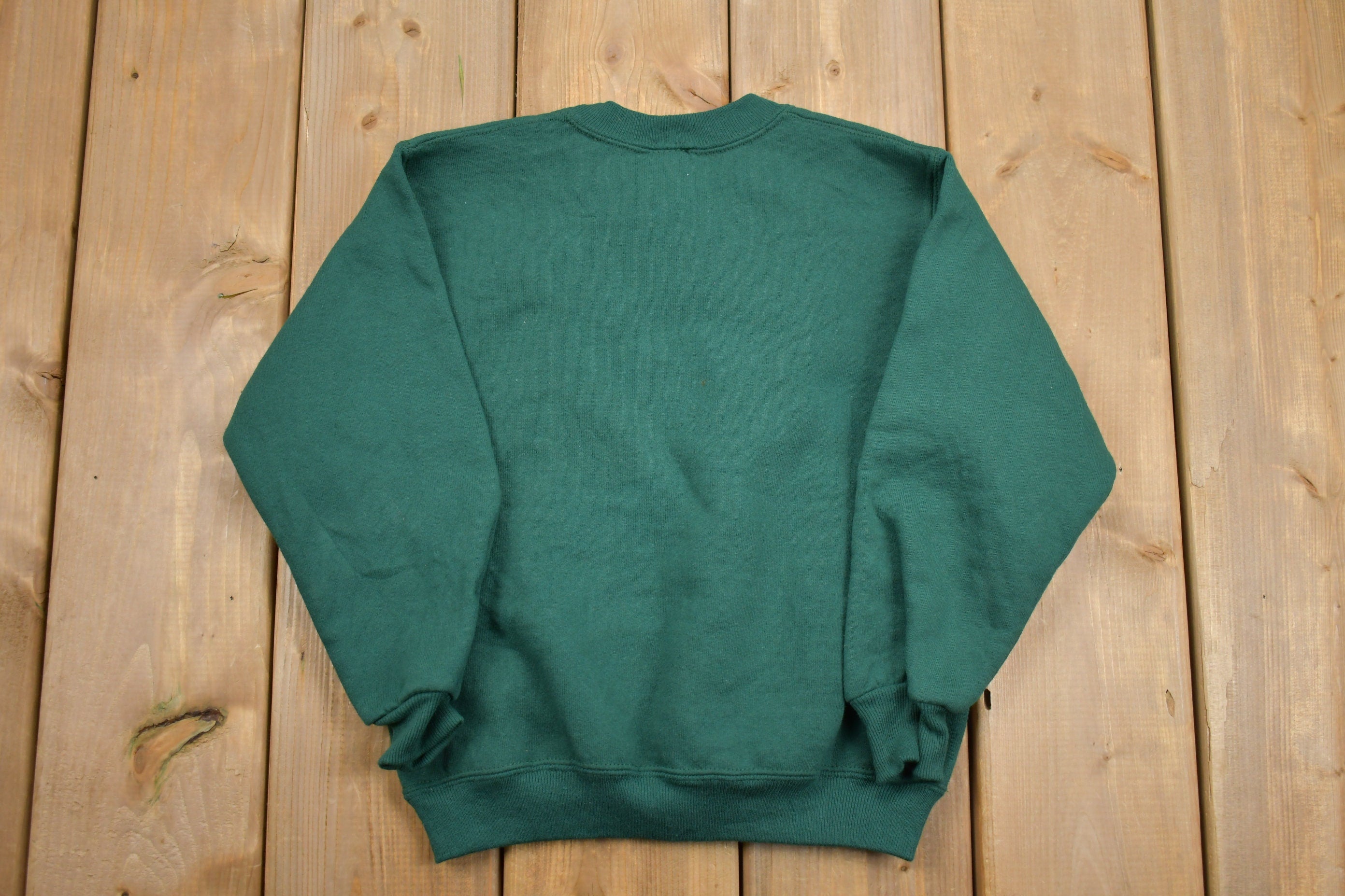 Vintage 1990s KIDS Green Russell Athletics Blank Crewneck Sweatshirt