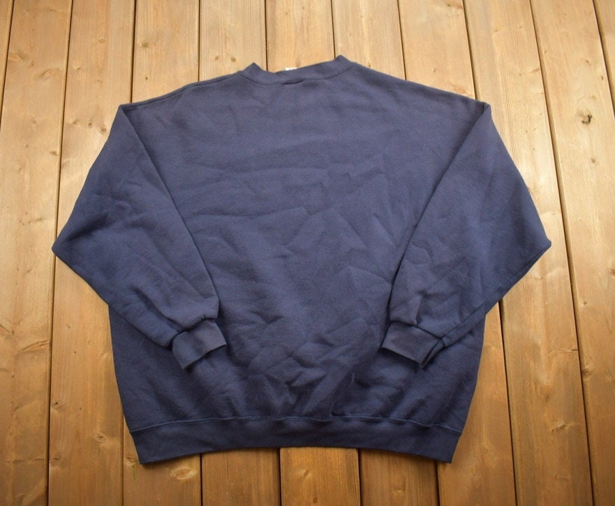 Vintage 1990s Lee Heavyweight Blank Navy Crewneck Sweatshirt
