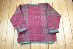 Vintage 1990s Hand Knitted 100% Wool Knit Sweater