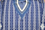 Vintage 1990s Bristol Blues Abstract Print Knitted V-Neck Sweater