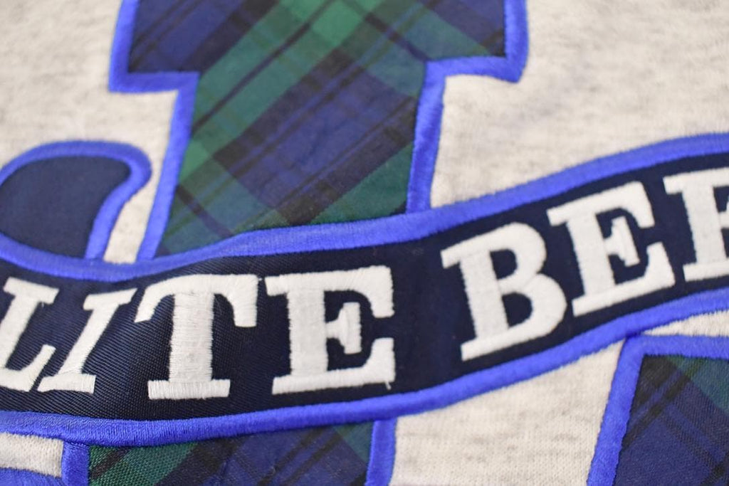 Vintage 1990s Lite Beer Embroidered Plaid L Heavyweight Crewneck Sweatshirt Mens M