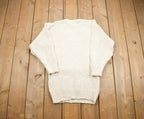 Vintage 1990s White Cable Knit Crewneck Sweater