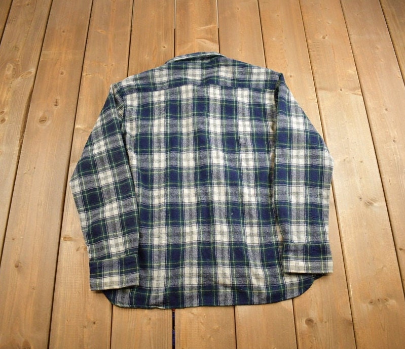 Vintage 1980s Blank Plaid Blank Button Up Shirt Made In USA