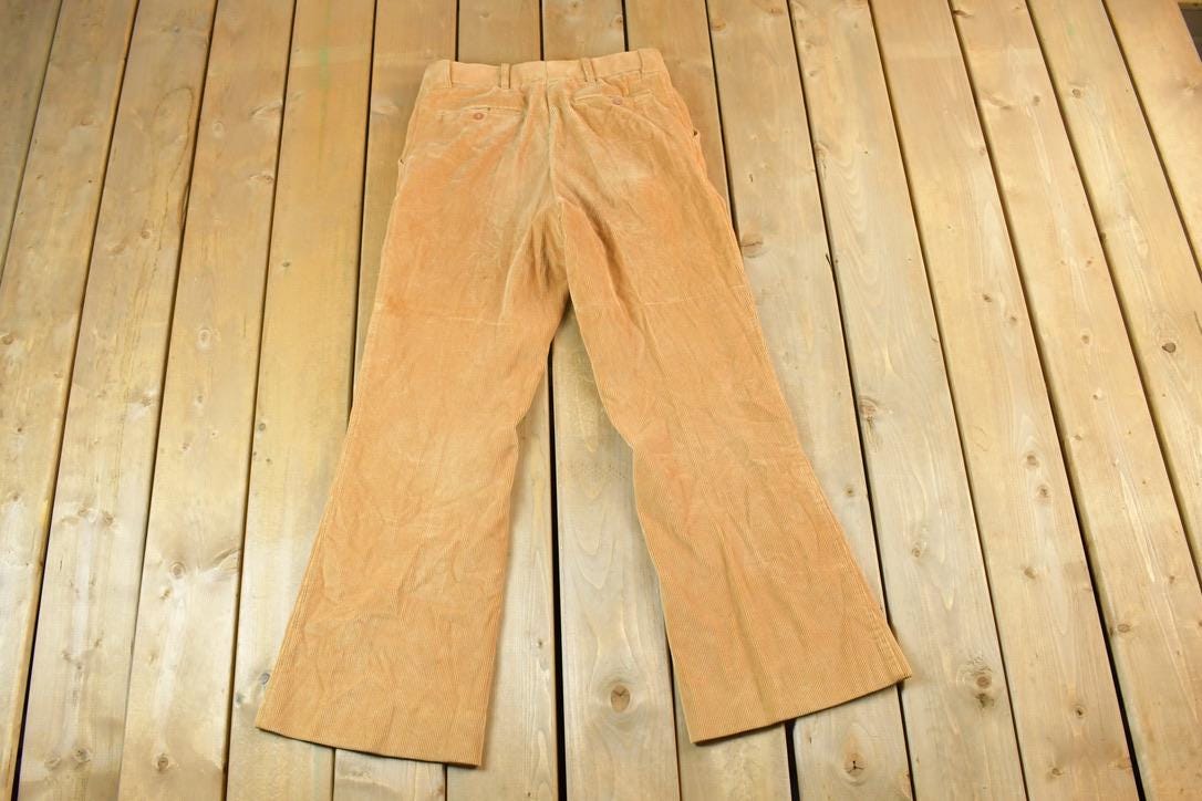 Vintage 1960s Tan Bell Bottom Corduroy Pants