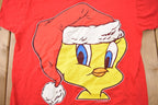 Vintage 1994 Looney Tunes Tweety Bird Santa Hat Christmas Cartoon T-Shirt