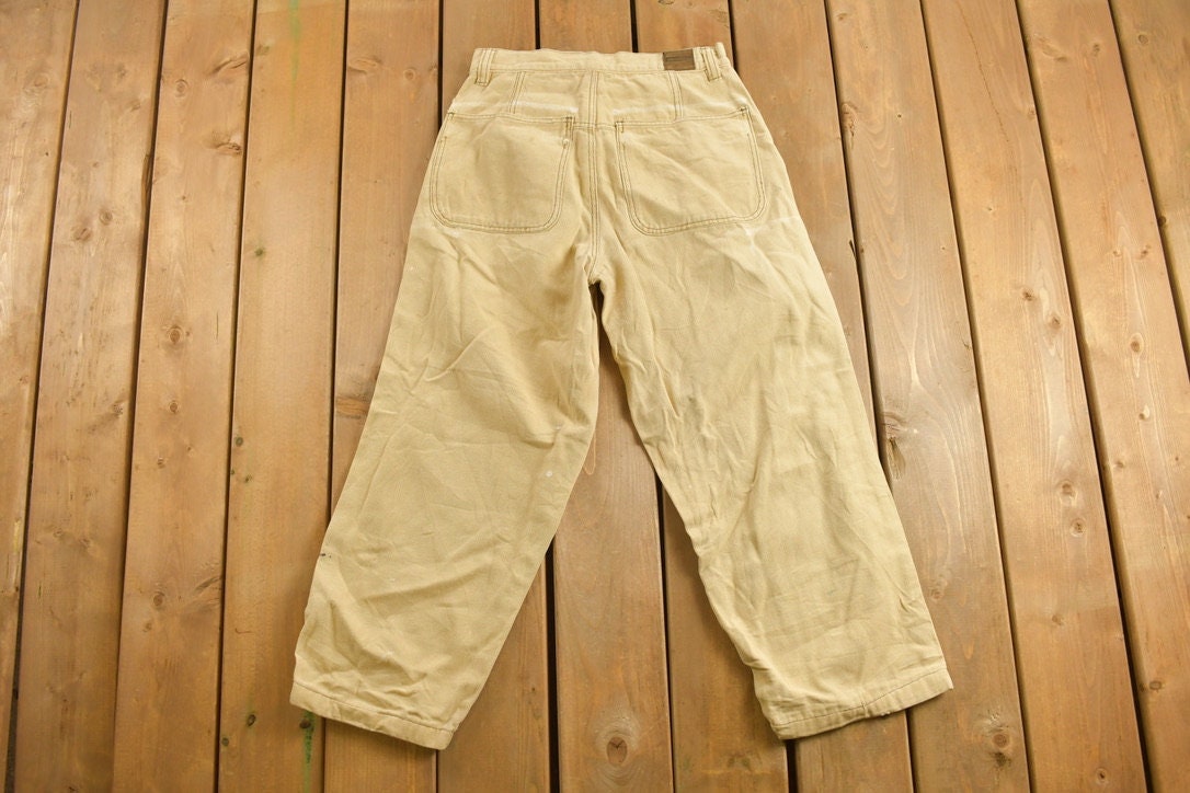 Vintage 1990s Union Bay Corduroy Pants Size 29 x 26  Distressed  Thrashed  Cream  American Vintage  Streetwear Fashion  Casual  Cords