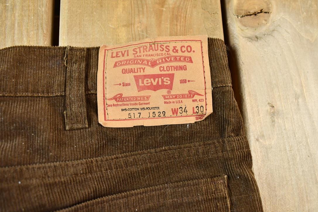 Vintage 1980s Levis White Tab 517 Denim Corduroy Pants Size 32 x 29