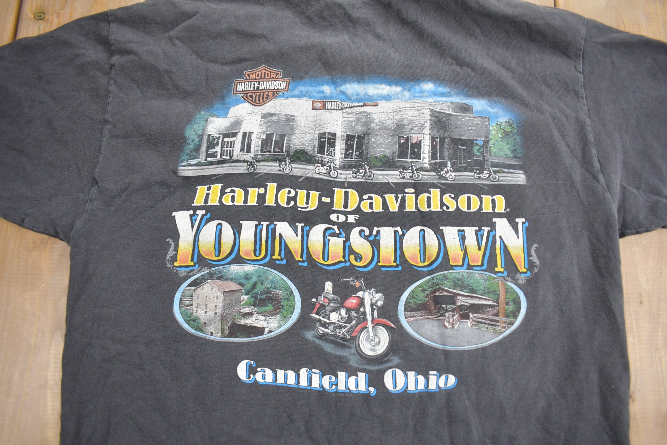 Vintage 1999 Harley Davidson Of Youngstown Canfield Ohio T-Shirt