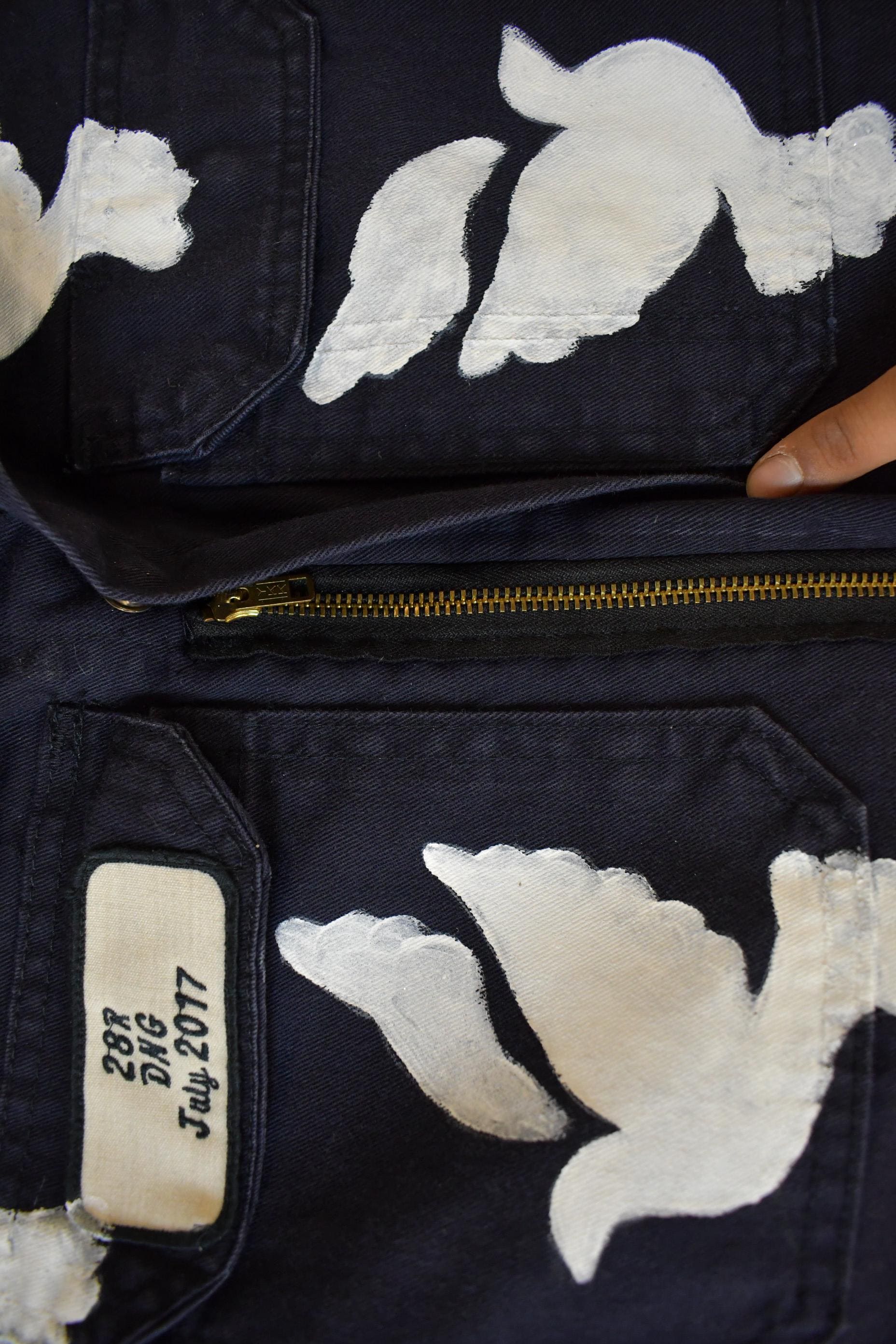 Vintage Custom Handmade Dove Peace Coveralls Jumpsuit Size 28R