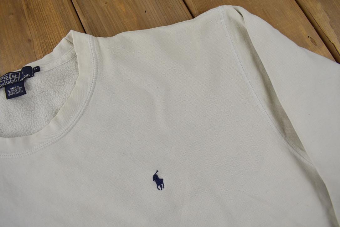 Vintage 1990s Polo Ralph Lauren White Crewneck Sweatshirt