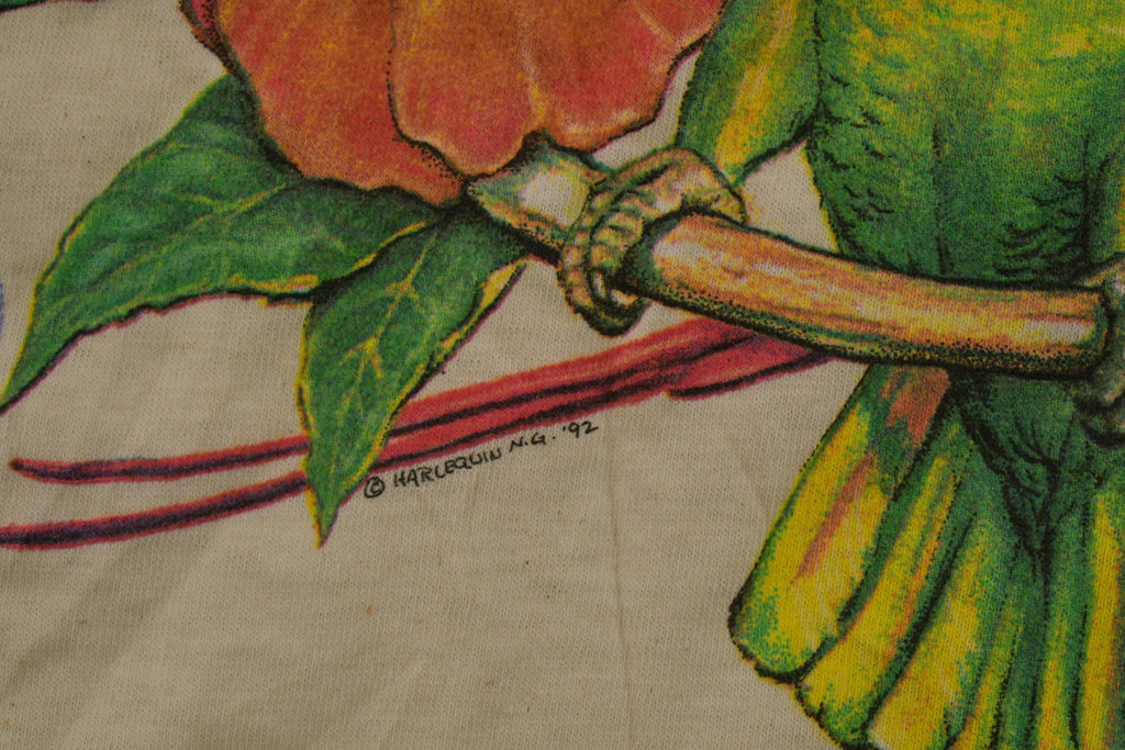 Vintage 1992 Tropical Birds Theme Graphic T-Shirt
