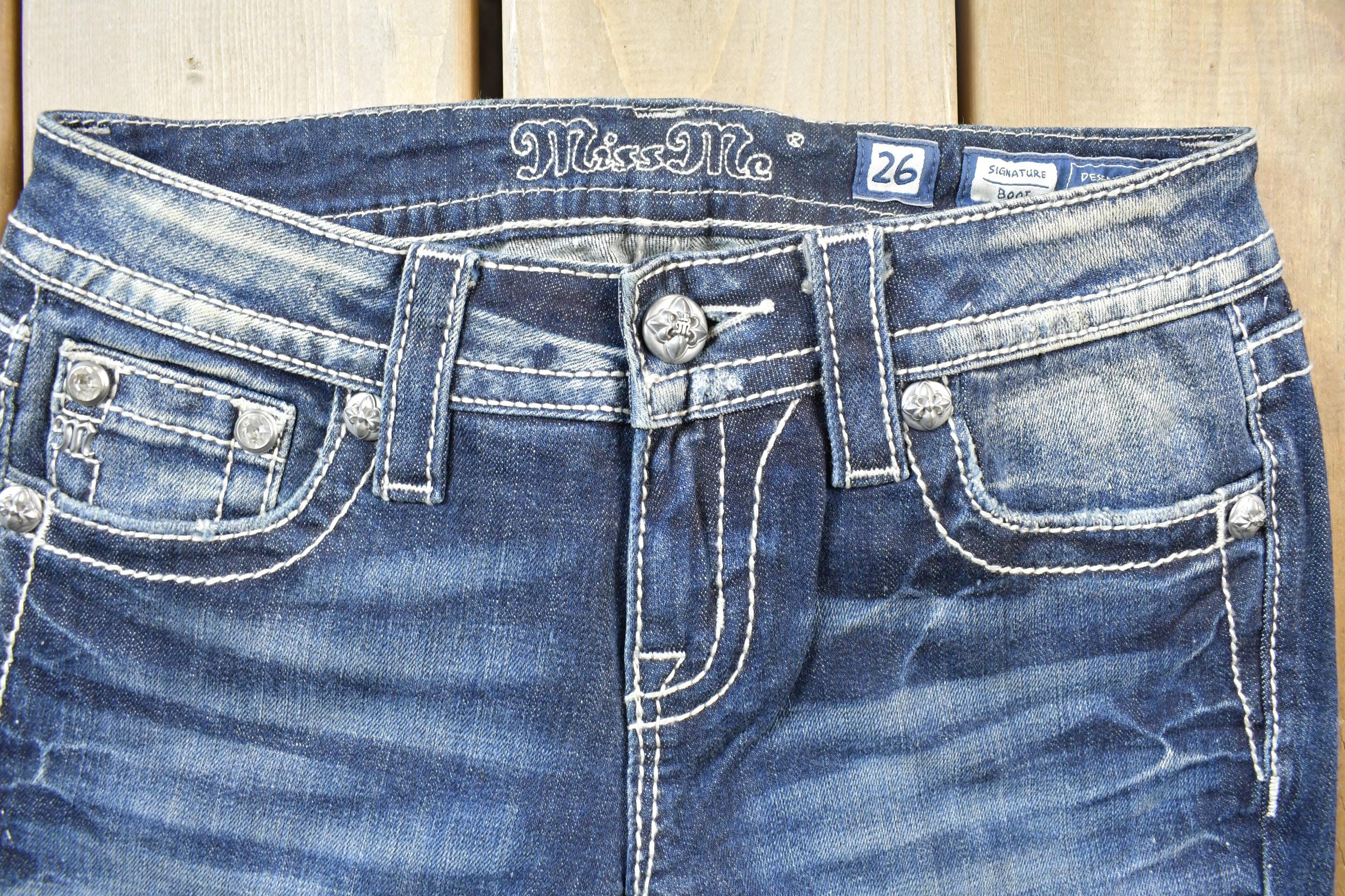 Vintage Y2K Miss Me Bedazzled Low Rise Jeans Size 26x33