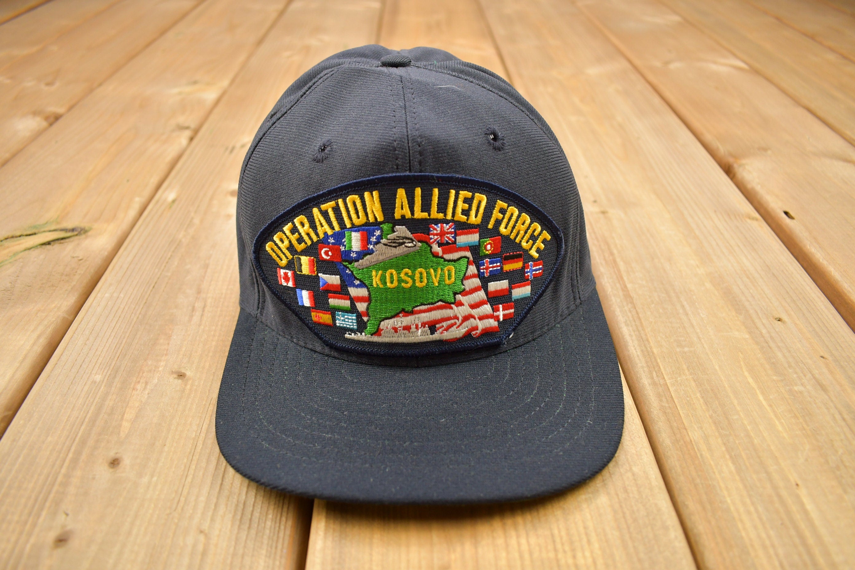 Vintage 1990s Operation Allied Force Kosovo Military Snap Back Hat