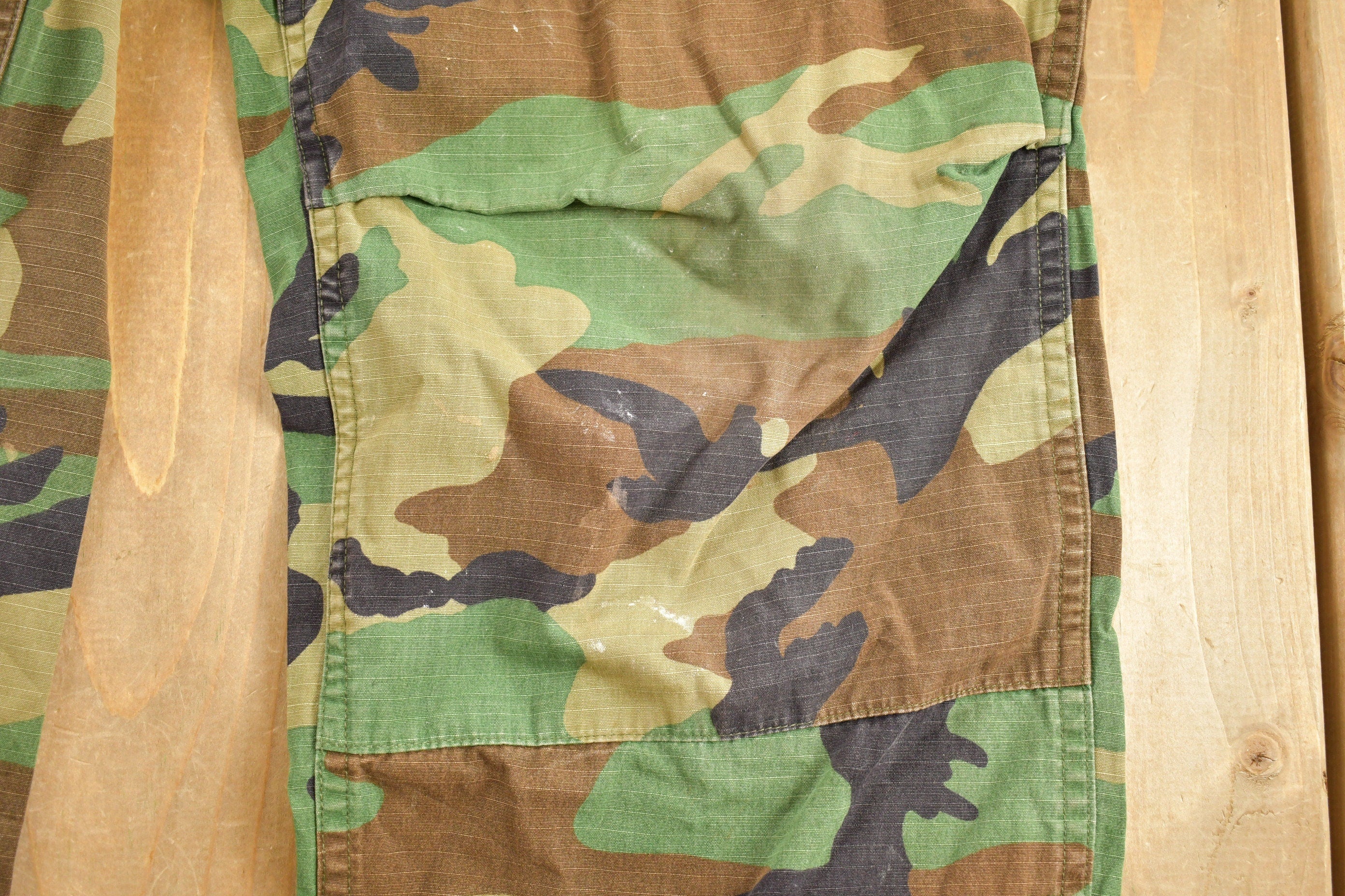 Vintage 1986 Army Woodland Camouflage Cargo Pants Size 26 - 34 x 34.5