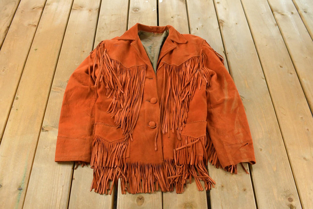 Vintage 1940s Genuine Leather Western Fringe Jacket Women's Medium /
