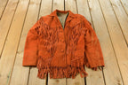 Vintage 1940s Genuine Leather Western Fringe Jacket Women's Medium /