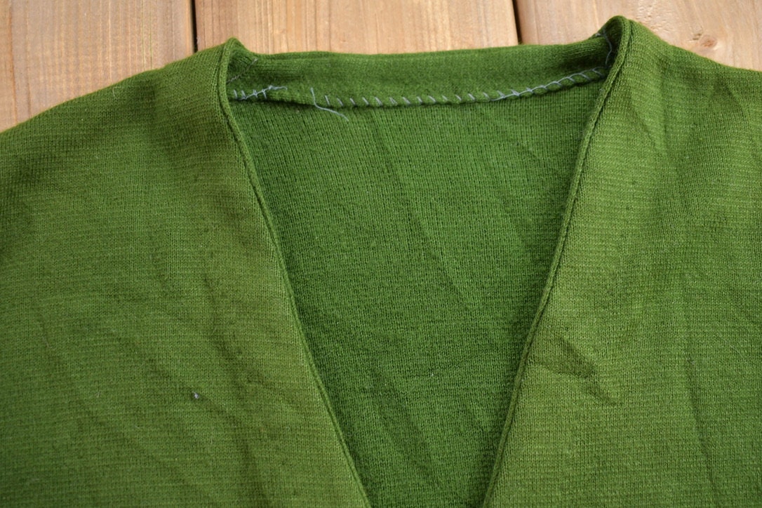Vintage 1990s Green Blank Cardigan Sweater
