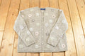 Vintage 1990s Karen Scott Wool Knit Floral Cardigan Sweater Womens L / Abstract Pattern 3D / 90s Knitted Top