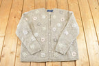 Vintage 1990s Karen Scott Wool Knit Floral Cardigan Sweater Womens L / Abstract Pattern 3D / 90s Knitted Top