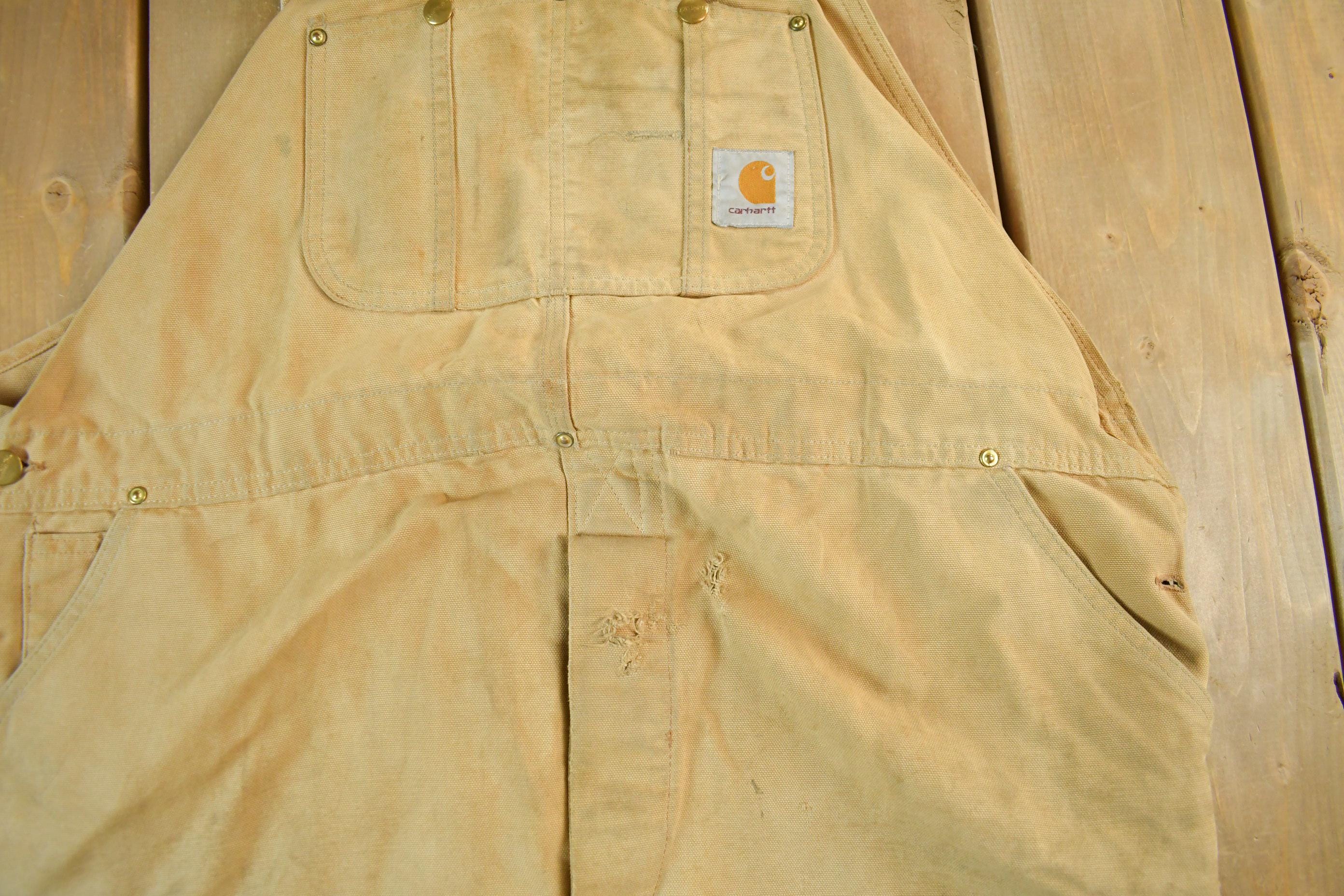 Vintage 1990s Carhartt Double Knee Canvas Overalls Size 46x27