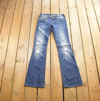 Vintage Y2K Miss Me Thrashed Bedazzled Cowgirl Western Boot Cut Low Rise Jeans Size 26x33