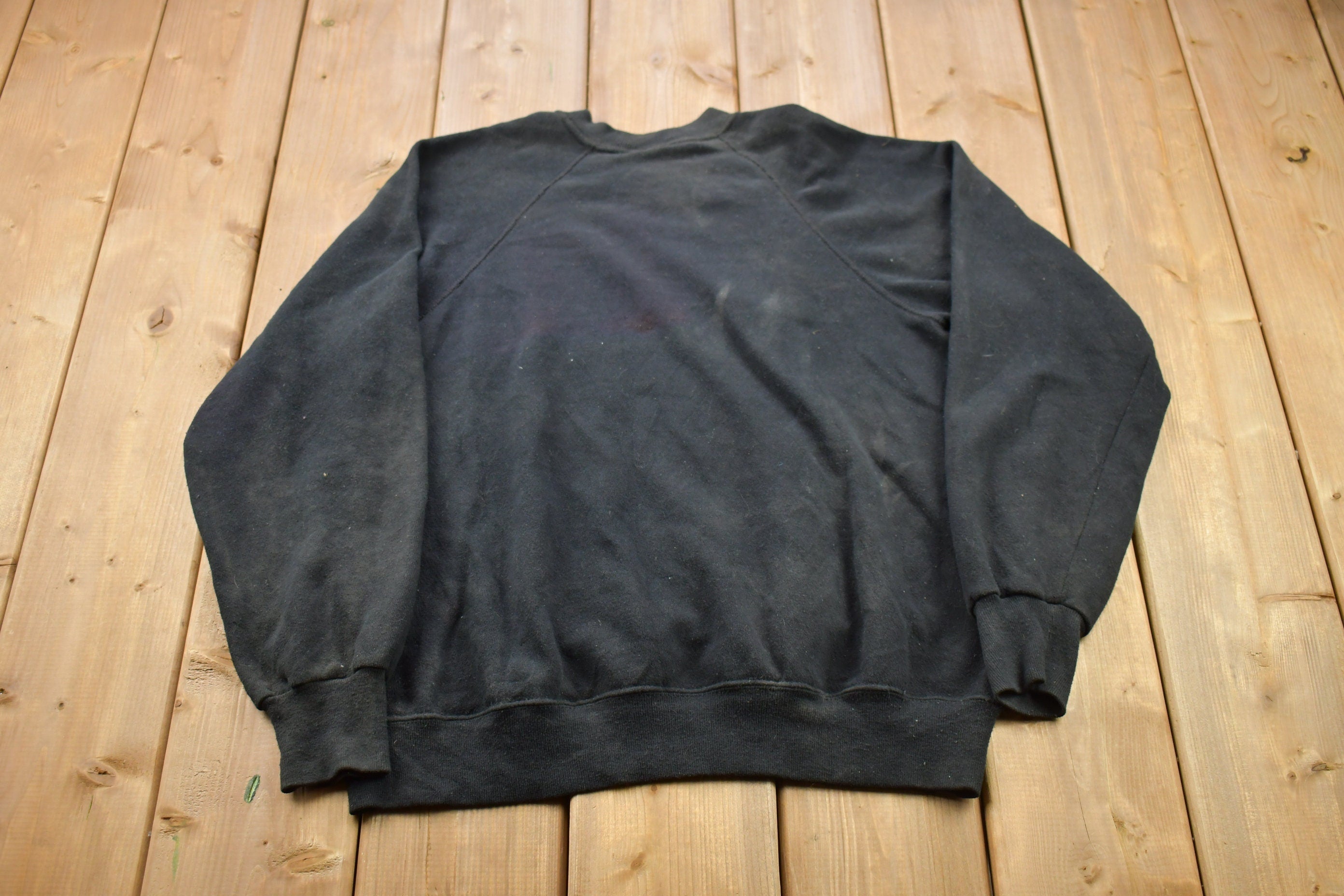Vintage 1990s Black Blank Lee Crewneck Sweatshirt