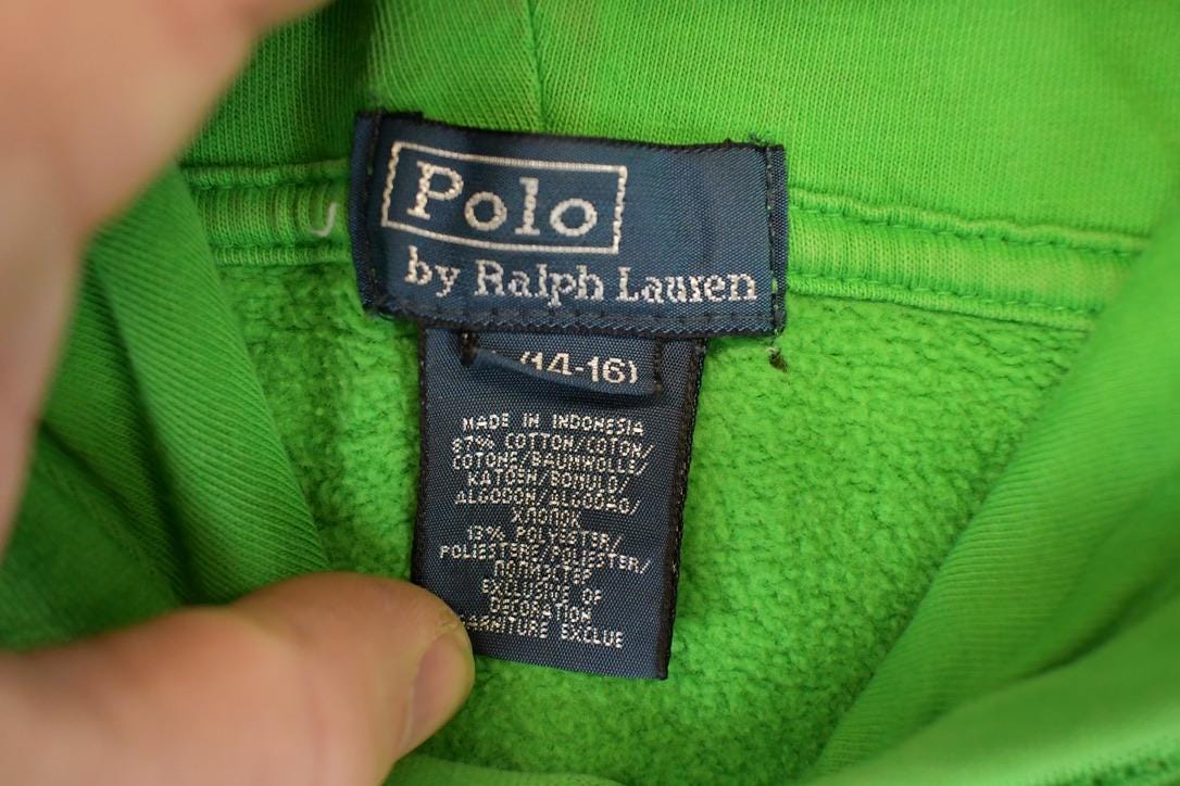 Vintage 1990s Polo By Ralph Lauren Embroidered Hoodie Sweatshirt Youth L