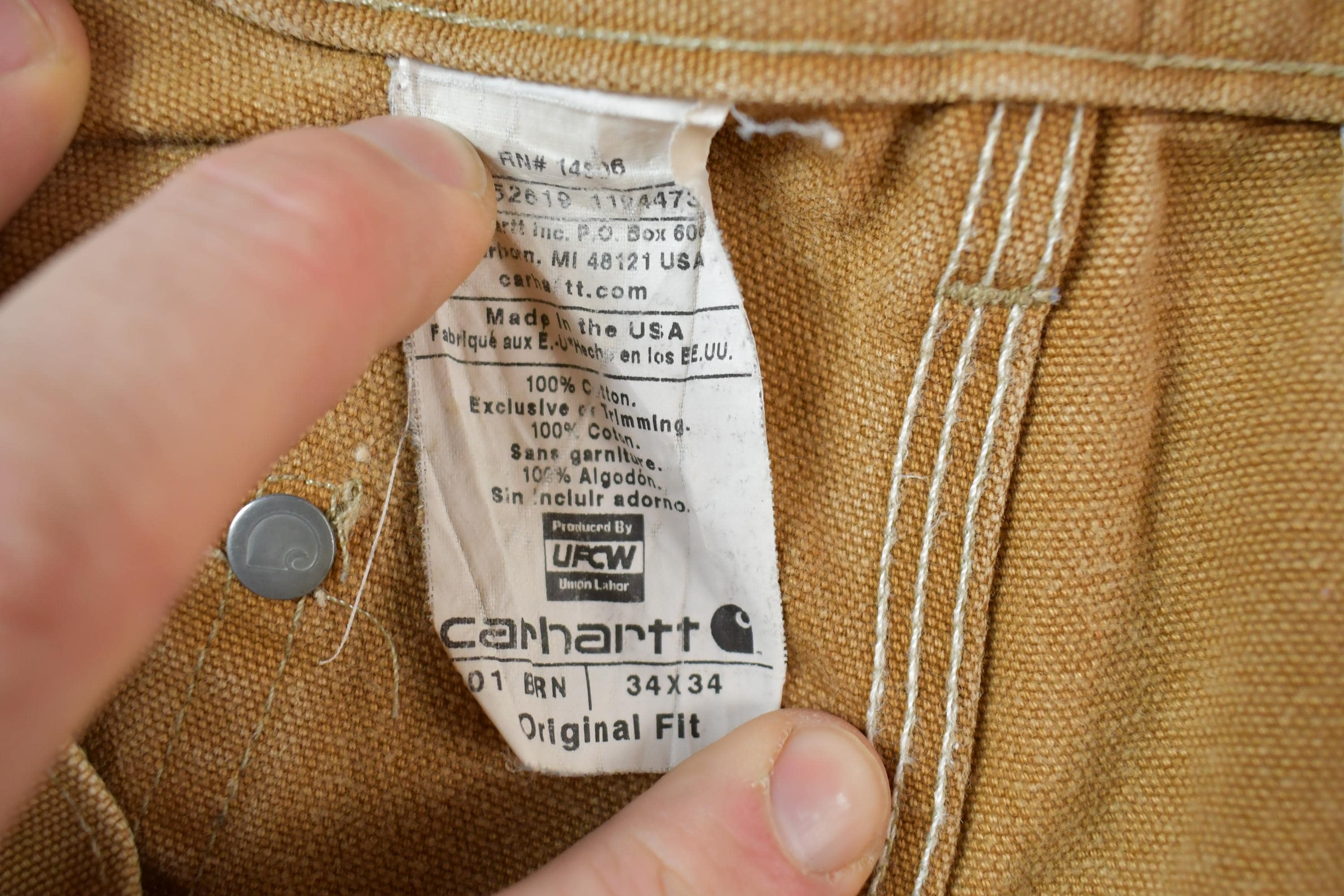 Vintage 1990s Carhartt Double Knee Work Pants Size 34 x 34