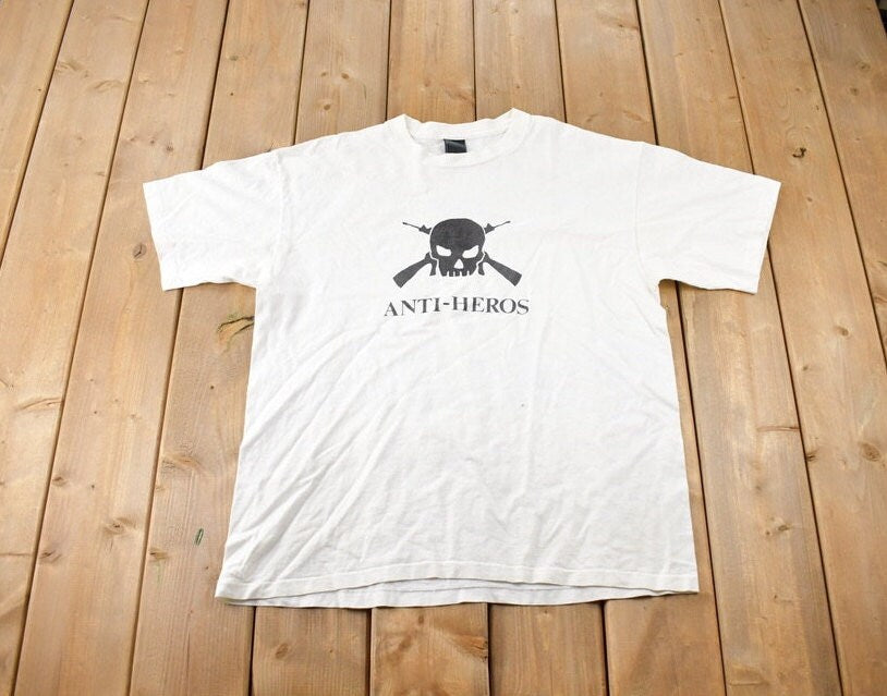 Vintage 1990s Anti-Heros Single Stitch Graphic T Shirt Made In USA Size XL