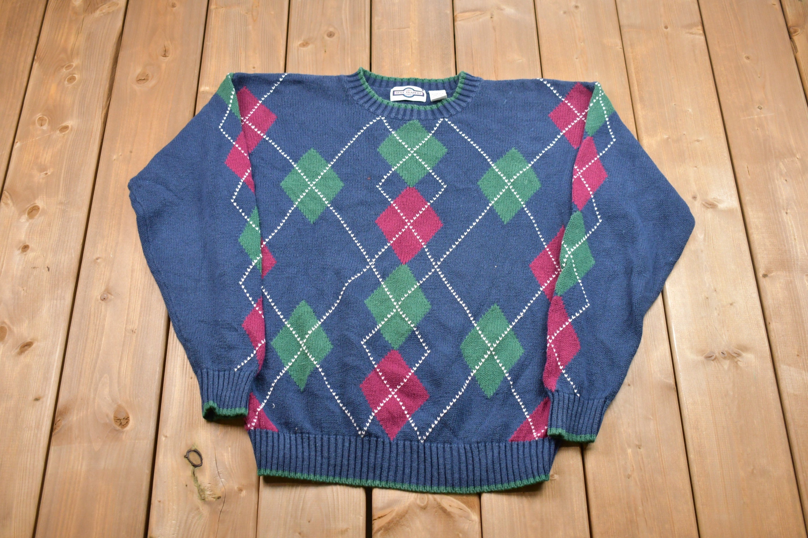 Vintage Knitted Golf Traders Argyle Sweater