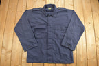Vintage 1990s Blank Navy Military Button Up Jacket
