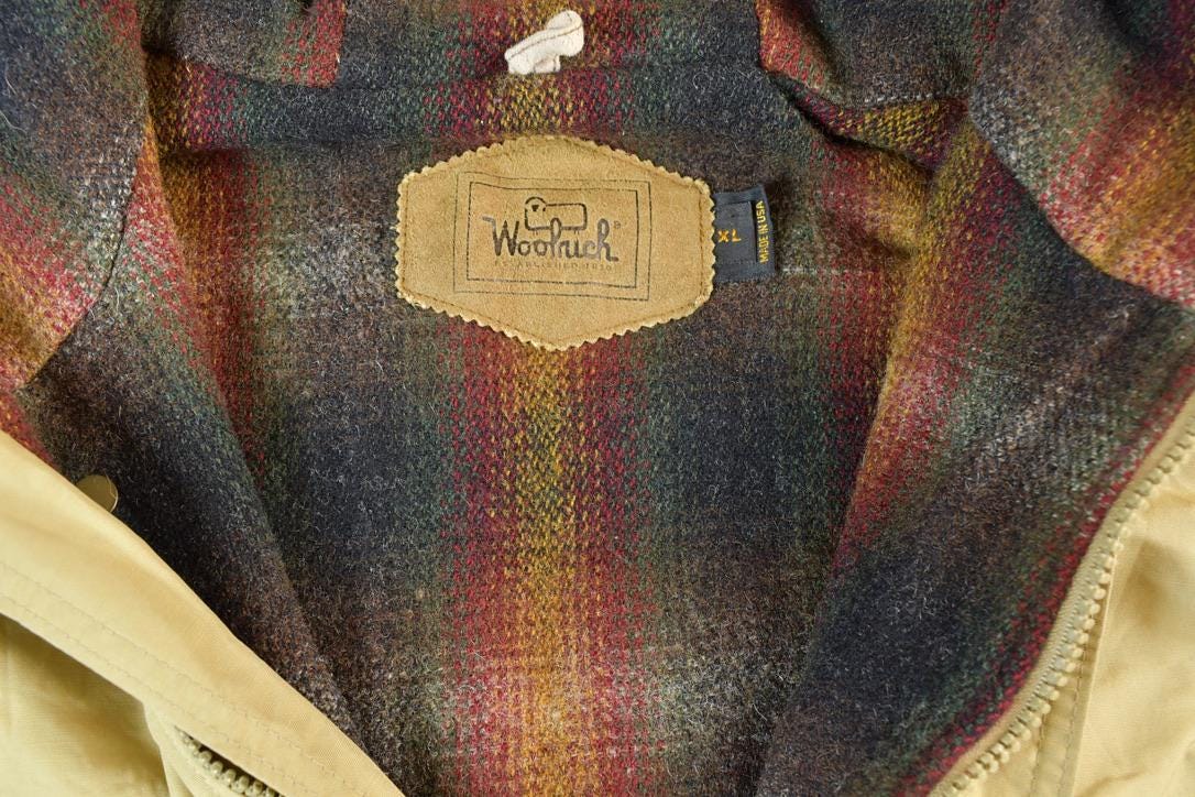 Vintage 1980s Woolrich Plaid Lined Tan Light Jacket