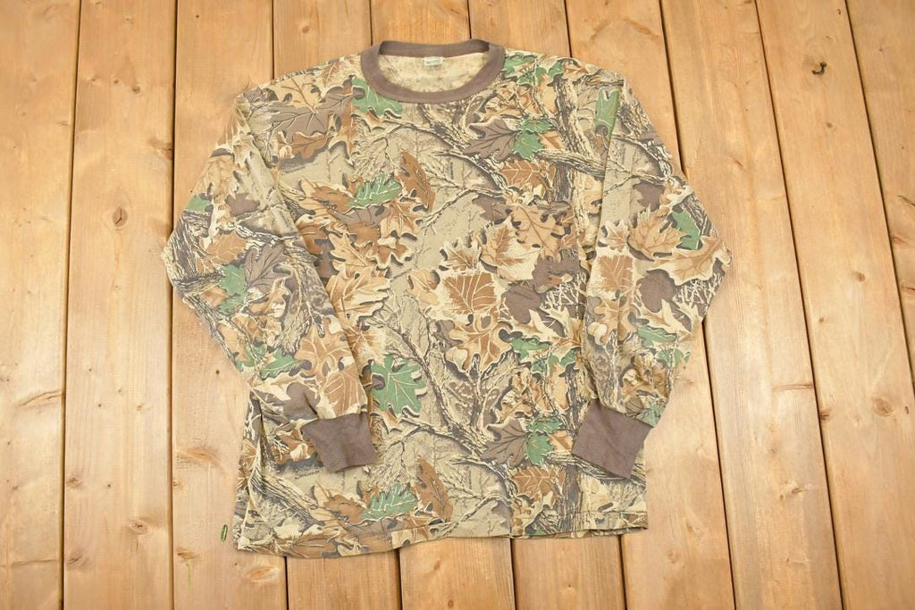 Vintage 1990s Camo Gear Collection Realtree Camo AOP Graphic Print Crewneck Shirt Mens L