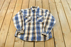 Vintage 1990s Five Brother Plaid Flannel Button Up Shirt Men's L /