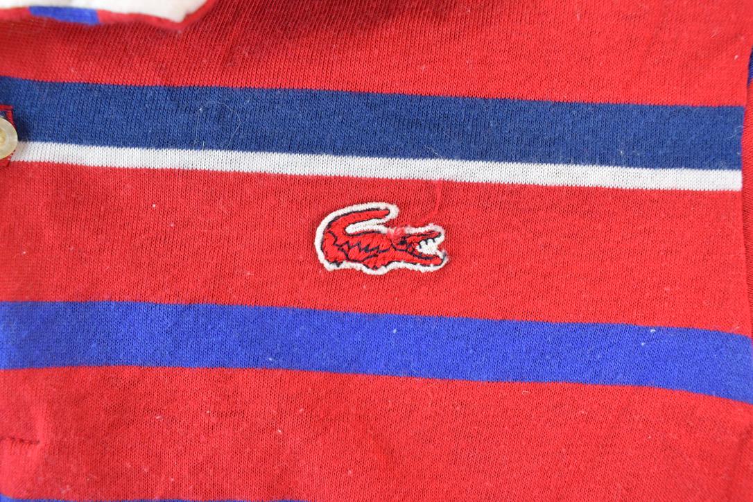 Vintage 1970s Youth Izod Lacoste Red Gator Button Up Polo Shirt